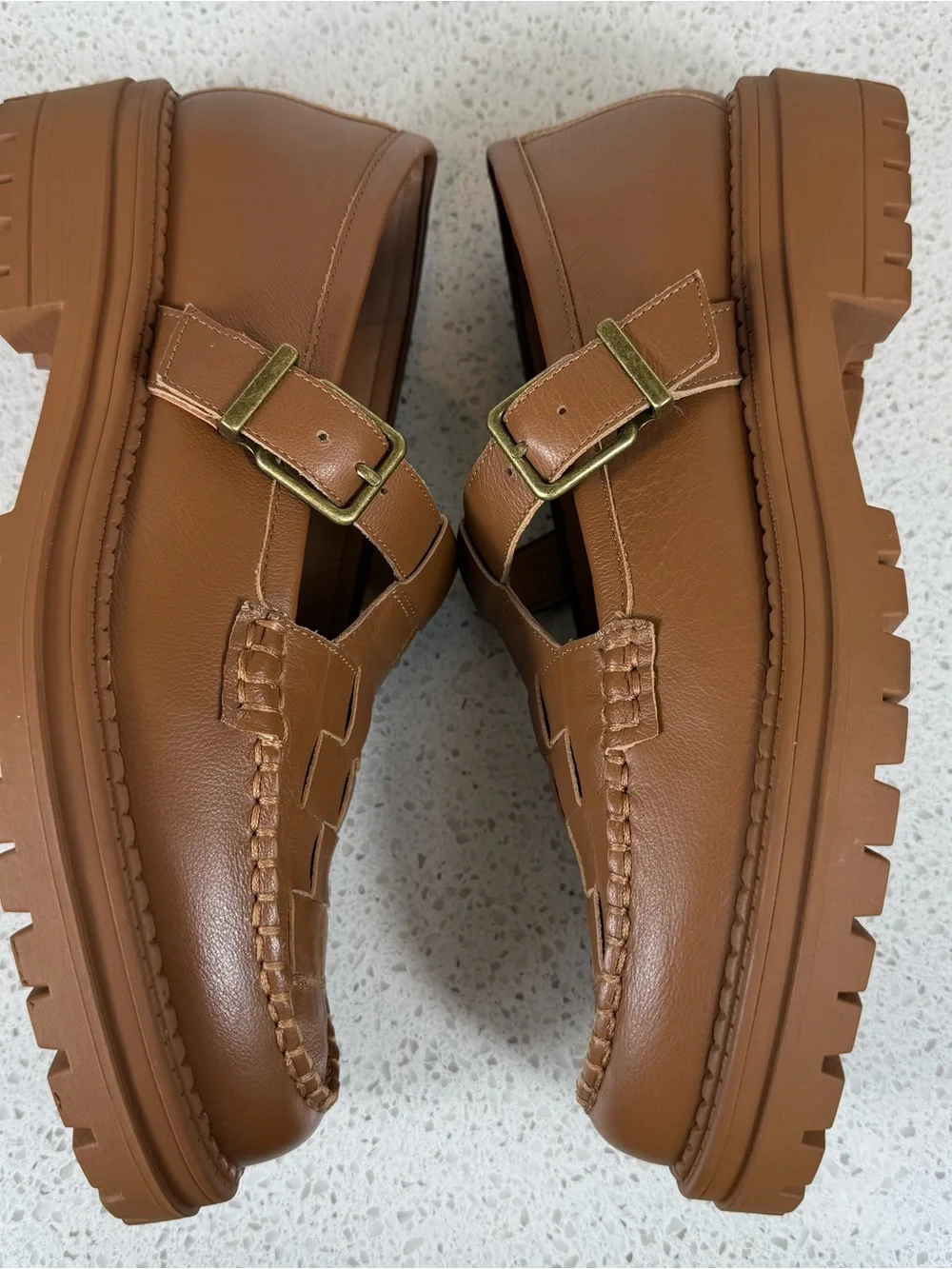 Chelsea & Violet T-Bar Loafer’s Tan Platform Mary Jane Women’s Size 9.5 - Picture 4 of 11